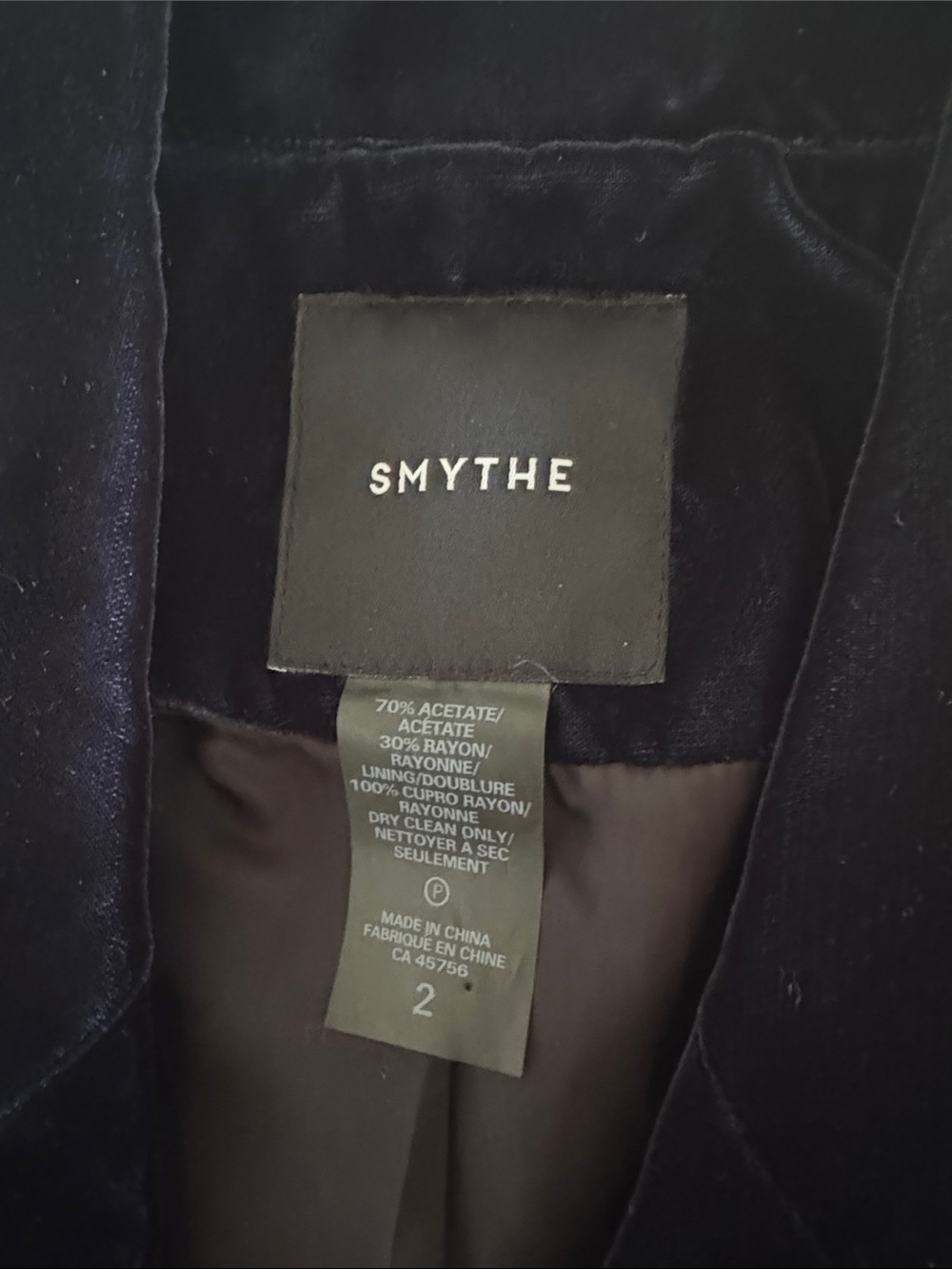 Smythe Velvet Peaked Lapel Blazer Sapphire Blue Size 2 - Picture 10 of 16